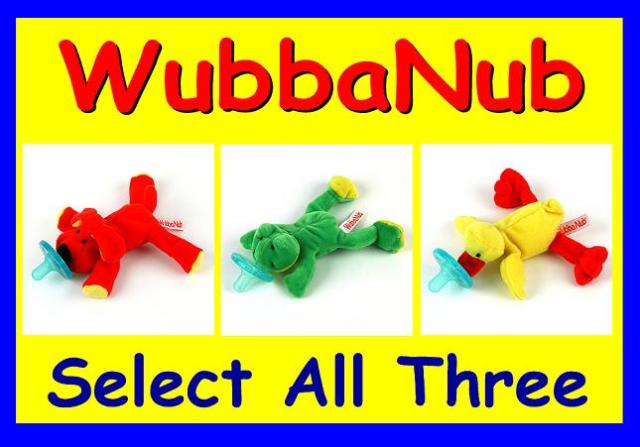 WubbaNub Wubba Nub Pacifier Toy Dog Frog Duck  All 3