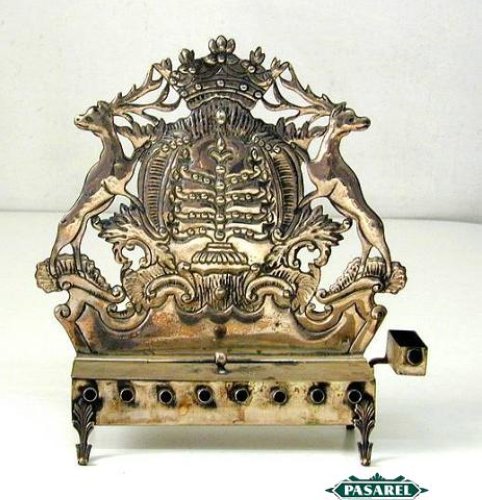 Estate Antique Silver Hanukkah Lamp Menorah Poland 19tC