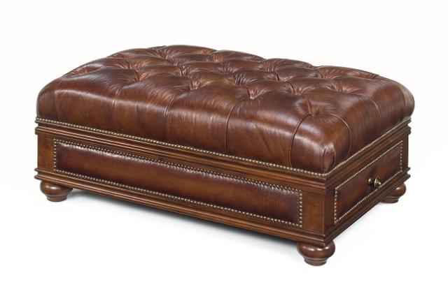 Justice Leather Cocktail Ottoman w/ Drawer Furniture
