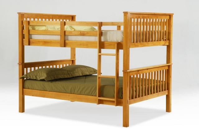 Honey Pine Full over Full Size Bunk Bed Youth Furniture