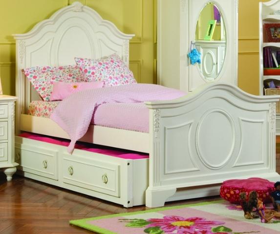 Enchantment Crisp White Youth Twin Panel Bed w/ Trundle