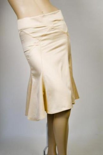 JUST CAVALLI, SILK FLIP SKIRT, WOMENS, BEIGE, SIZE 44
