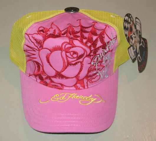 NEW Ed Hardy Trucker Hat Rose Pink & Yellow