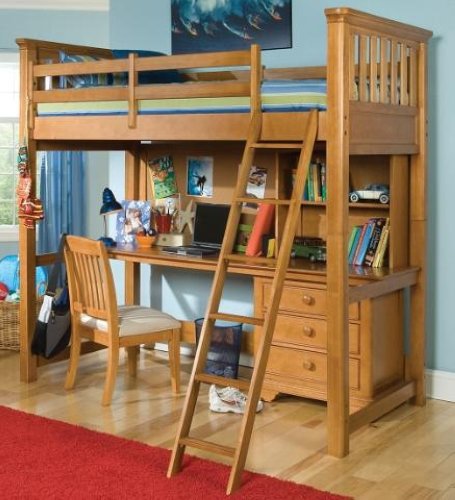 Sundance Warm Gold Maple Twin Loft Bed Desk & Chair Set