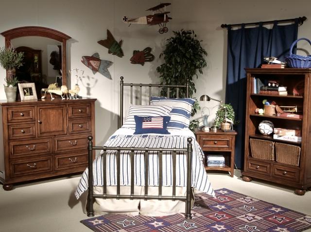 American Spirit Smoke Twin Metal Bedroom Set Furniture