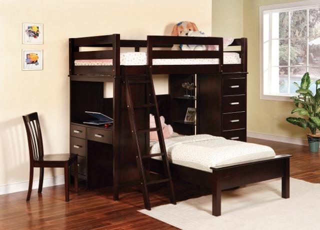 Brandon Kids Twin Bunk Loft Workstation Bed Furniture