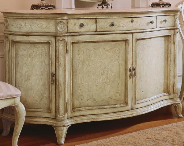 Jessica McClintock Travertine Stone Top Dining Credenza