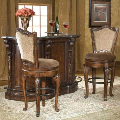 Tuscan Manor Auburn Marble Top Home Pub Bar Furniture