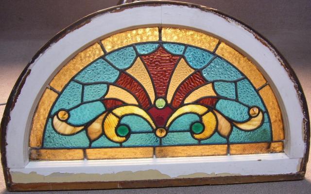 Antique TIFFANY STYLE LEADED Stained glass window PANEL