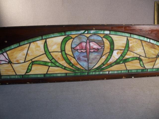 VICTORIAN Antique LEADED TRANSOM Stained Glass Window