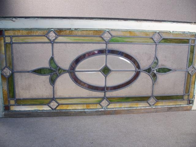 VICTORIAN Antique LEADED TRANSOM Stained Glass Window