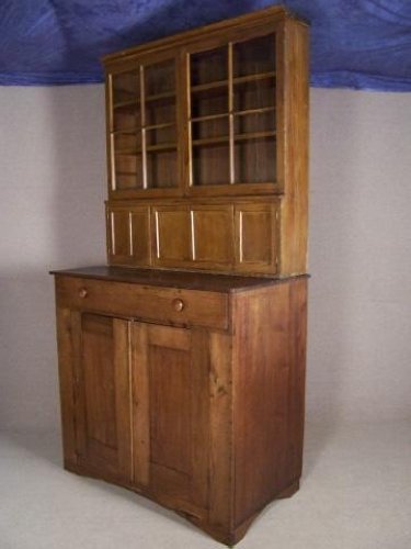 PRIMITIVE Cabinet ANTIQUE Country STEPBACK CUPBOARD