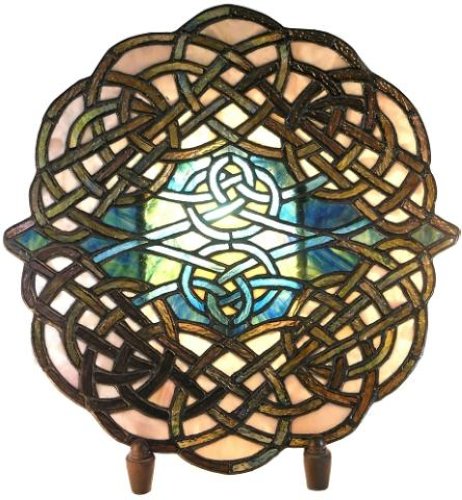Celtic Knot Stained Glass Back-Lit Window With Stand