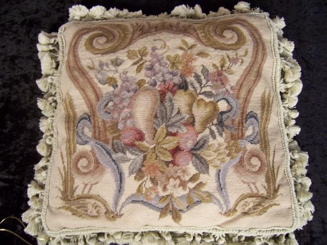 BEAUTIFUL COMPLETED VINTAGE NEEDLEPOINT Pillow FLORAL