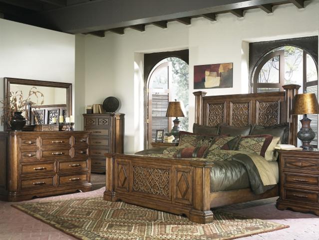 Gladstone Old World King Mansion Bedroom Set Furniture