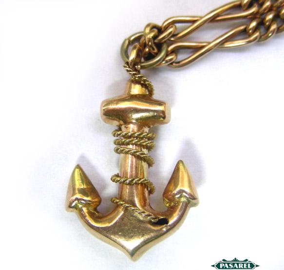 rose gold link necklace. 14K Rose Gold Anchor Pendant