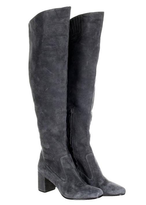 gray suede tall boots