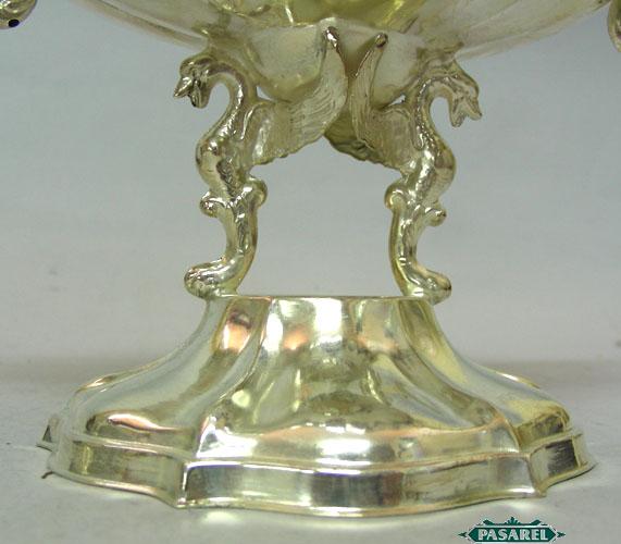 Fine Pair Of Sterling Silver Italian Pedestal Bowls  