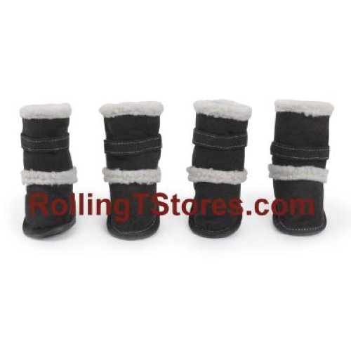 East Side Collection Dog Boots Shoes Classic Sherpa Accents Rubber 