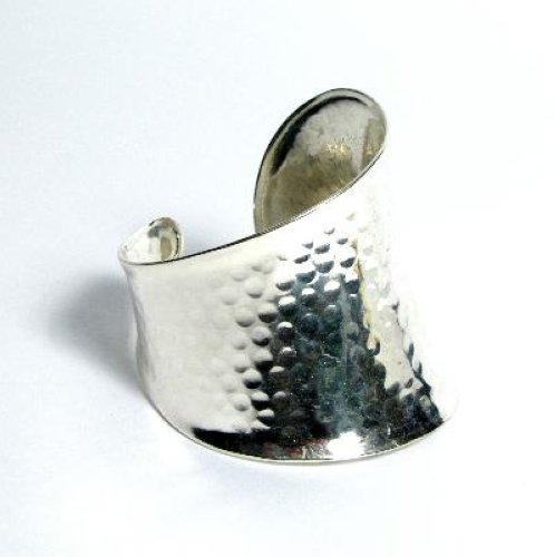 Zad Hammered Metal Cuff Bracelet Asymmetrical Wide   Choose Silver or 